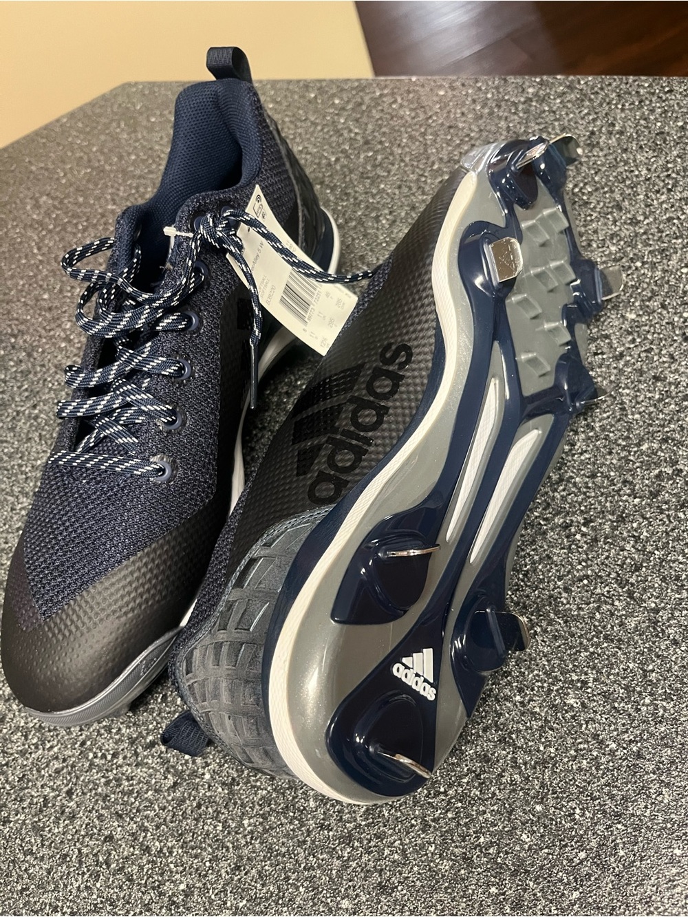 Navy Blue Adidas PowerAlley 5 Men's Metal Baseball/Softball Cleats size 12.5